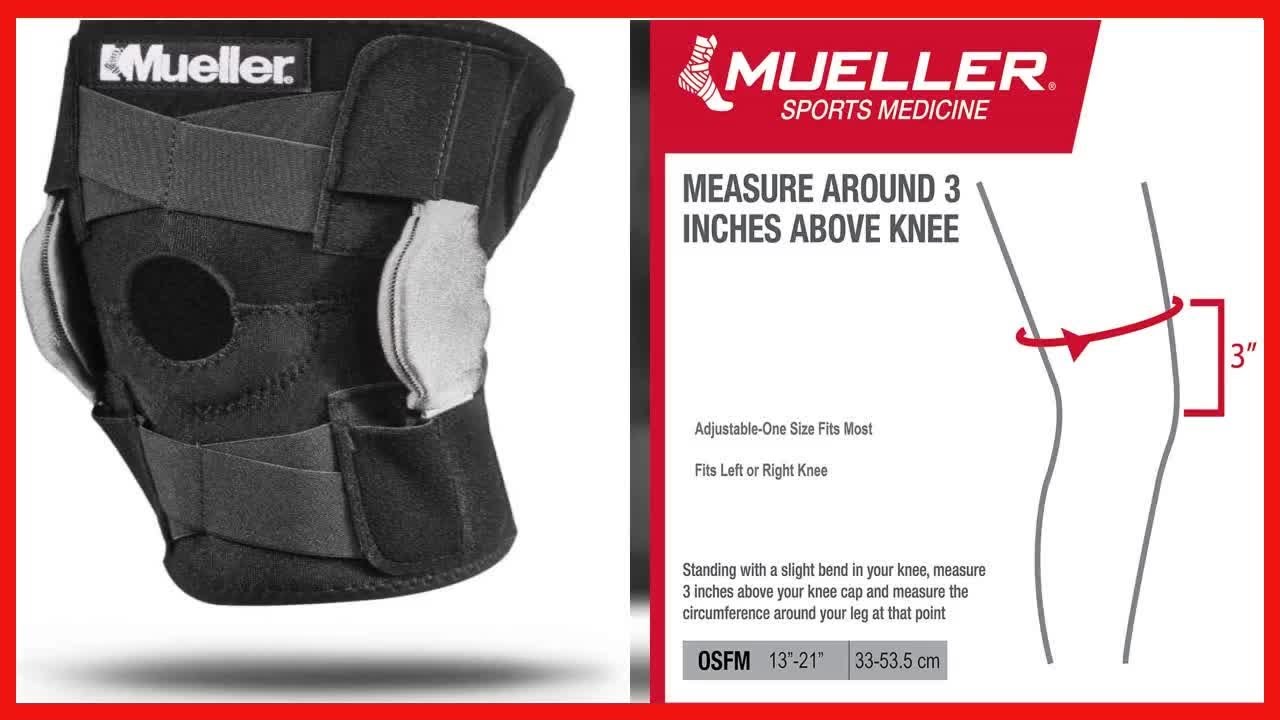 Mueller Sports Medicine Adjustable Hinged Knee Brace, Black/Gray, One