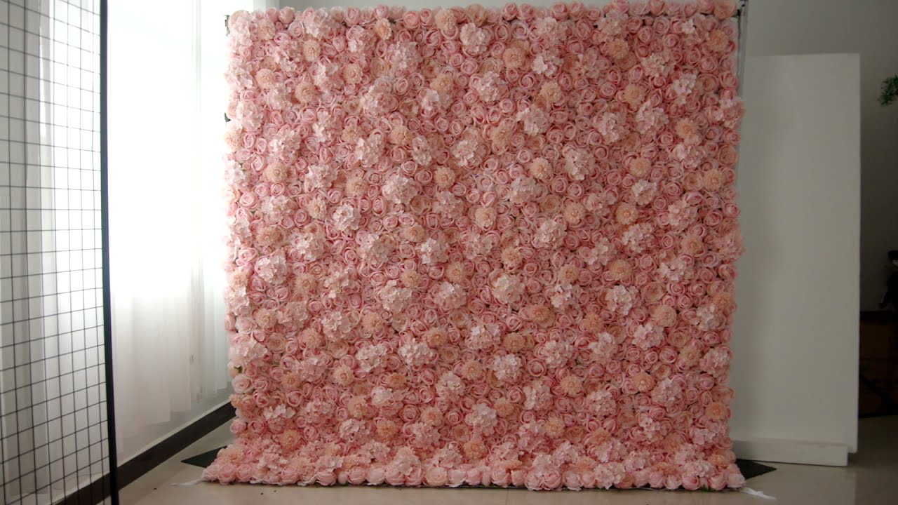 Fabric cloth back pink color flower wall backdrop for party decor, home decor, event decor