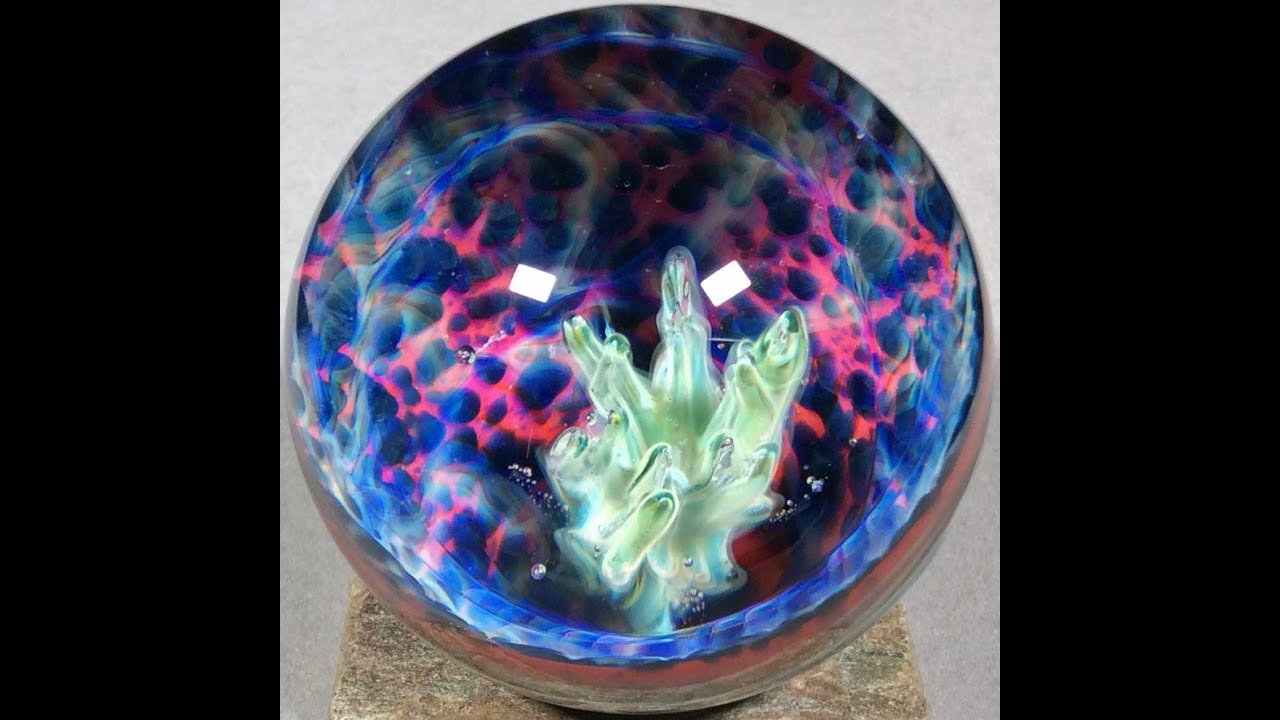 Vortex Marble Handmade by Bill Grout at Aspen Hot Glass 2.09" Volcanic Coral 060522 Borosilicate