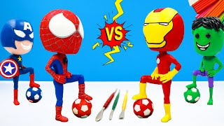 Spiderman Vs Iron Man Playing Football With Clay Superheroes Marvel Polymer Clay Tutorial