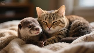 Tiny Otter Rescued From A Zoo Finds A New Family In A Cat