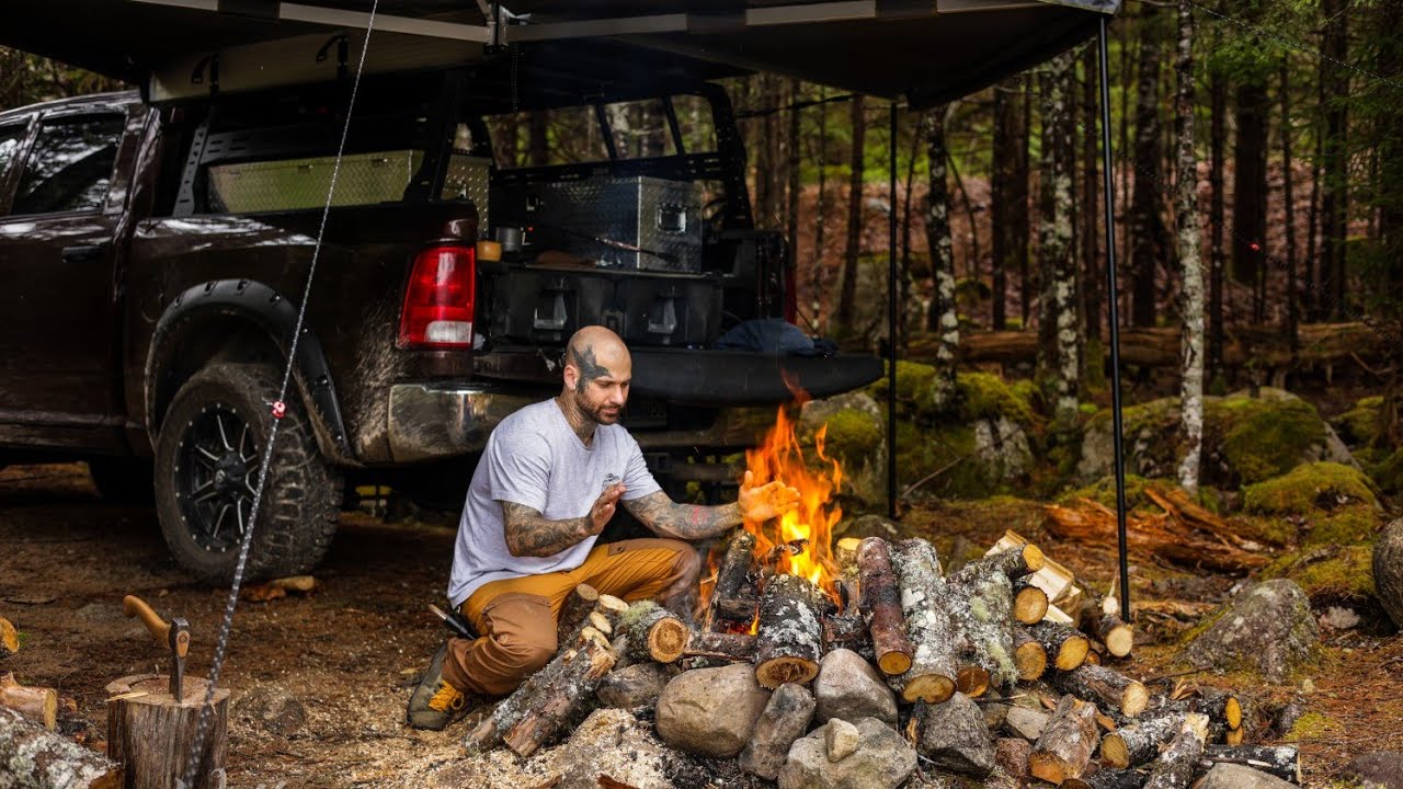 Camping In Heavy Rain Storm Catch And Cook Trout Overland Truck Adventure