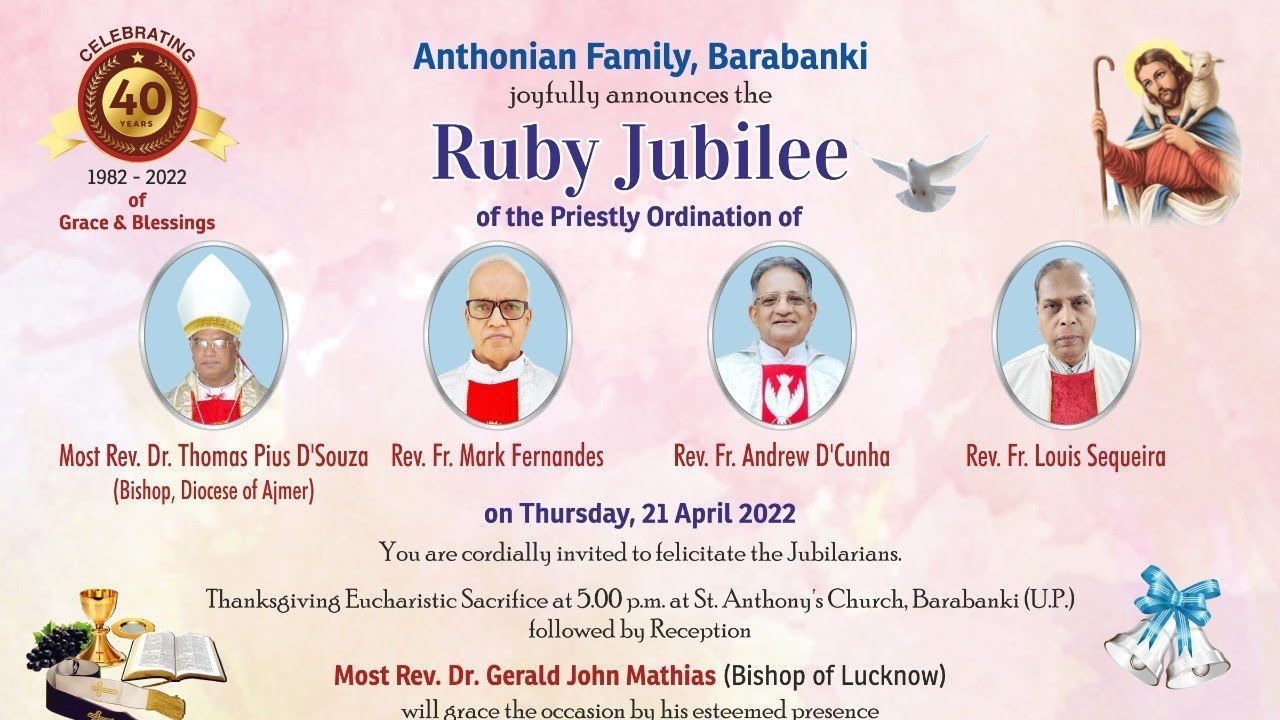 Ruby Jubilee of Priestly Ordination | Holy Mass | St. Anthony Church, Barabanki |