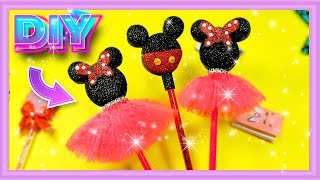 تزيين الأقلام بطريقه سهله على شكل ميكى ومينى ماوس ✏️ 📚 Easy DIY pen & pencil decoration