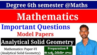 Famous Degree 6th Semester Mathematics Important Questions Analytical Solid Geometry important Questions Profile