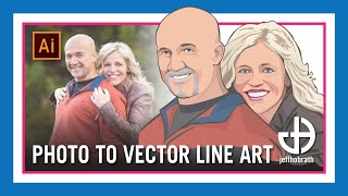 Portrait Photo to Vector Line Art Quick Time Lapse in Adobe Illustrator | Jeff Hobrath Art Studio