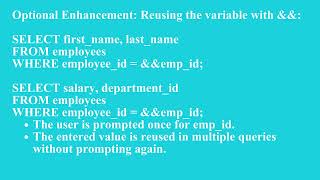 Introduction to Substitution Variables in SQL| Q3 Oracle L21 P1 | SMILE ROAD