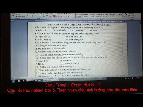 Video Giải câu hỏi trắc nghiệm bài 8: Thiên nhiên chịu ảnh... - youtube