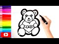 Menggambar dan Mewarnai boneka beruang untuk anak||Drawing bear toy for kids and kindergarten