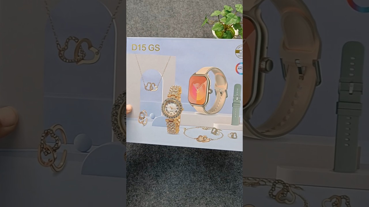 D15 GS Smartwatch With Quartz Watch, Chain, Earrings, Etc.