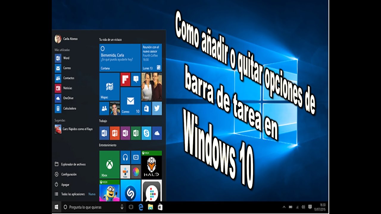 Como Anadir O Quitar Tarea De Barra En Windows 10 YouTube