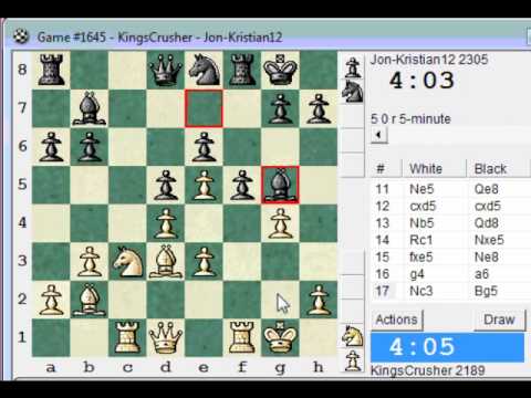 Chess World.net presents Blitz #598 vs Jon-Kristian12 (2305) Nimzovich-Larsen attack: symmetrical