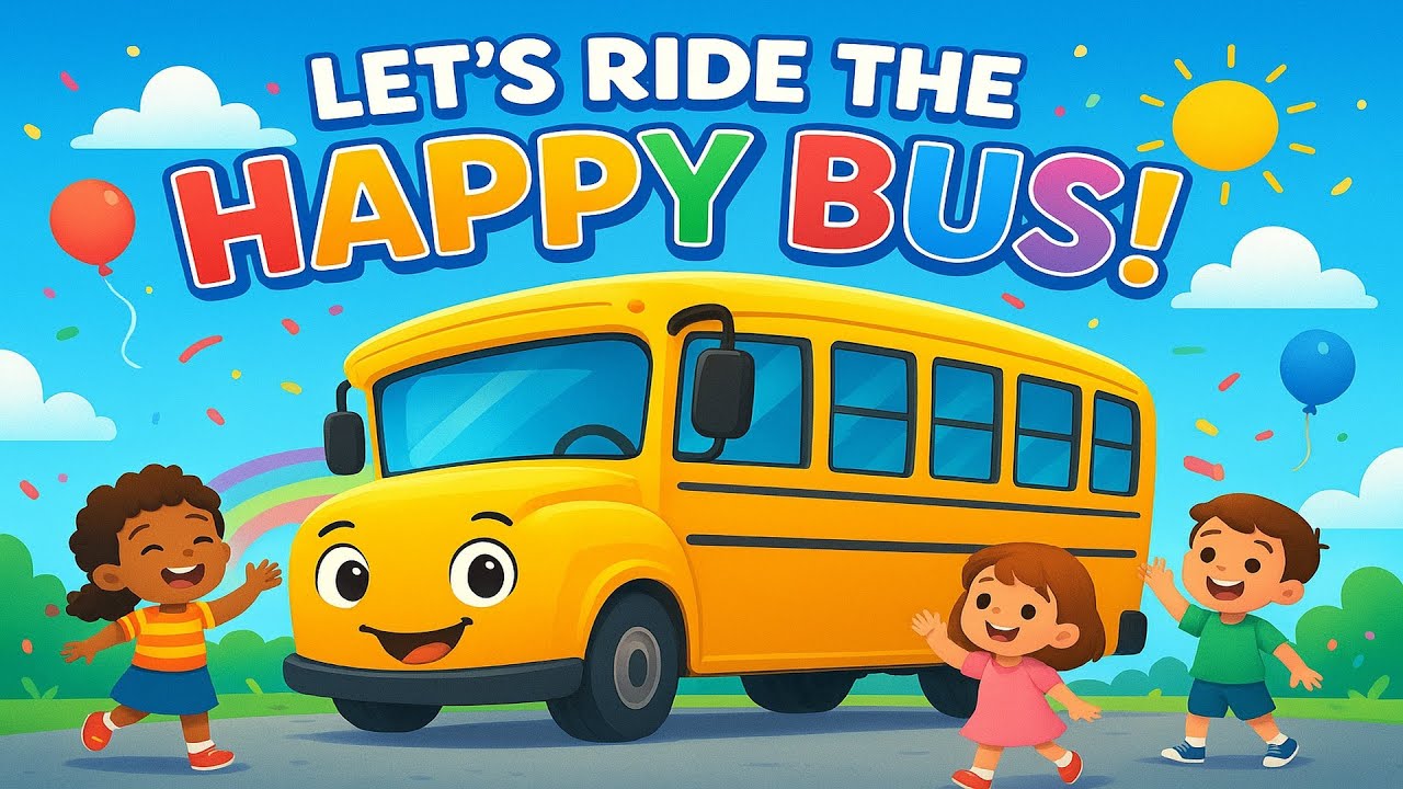 Let’s Ride the Happy Bus! | Fun Kids Song & Nursery Rhyme for Children