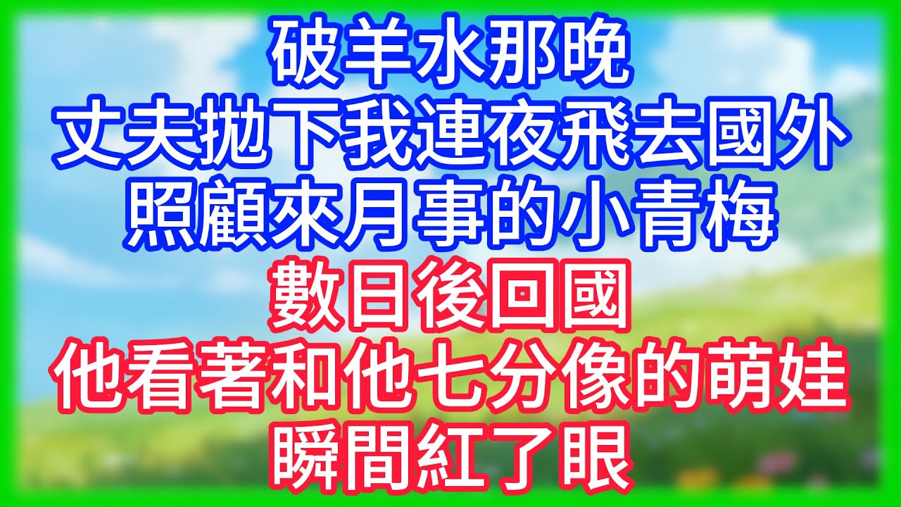 【爽文】破羊水那晚，丈夫拋下我，連夜飛去國外照顧來月事的小青梅，數日後回國，他看著和他七分像的萌娃瞬間紅了眼！