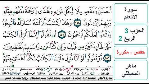 سورة الأنعام - الحزب 3 - الربع 2 والاخير- حفص - ماهر المعيقلي - مكررة