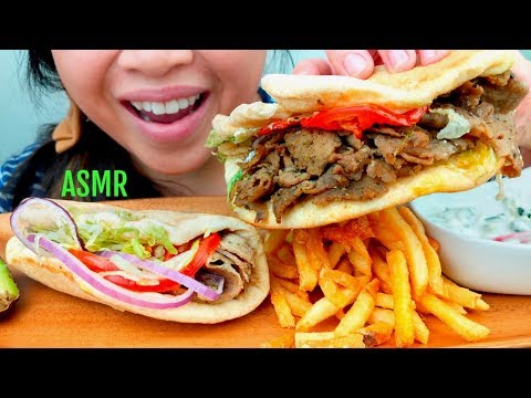 ASMR LAMB GYRO PITA + CRISPY FRIES + TZATZIKI SAUCE (+recipe) 먹방 *No Talking* suellASMR