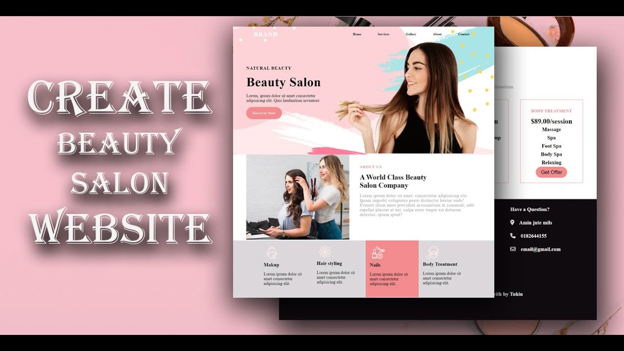 How to create Beauty salon website using HTML and CSS | Home page ...