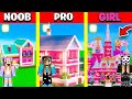 Minecraft Battle: PINK BARBIE BUILD CHALLENGE - NOOB vs PRO vs GIRL / Animation