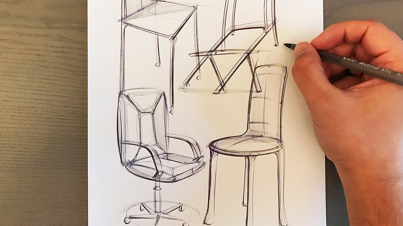 Set with chairs Vector illustration Hand drawn Sketch  Interior design  sketches Interior design sketchbook Drawing furniture