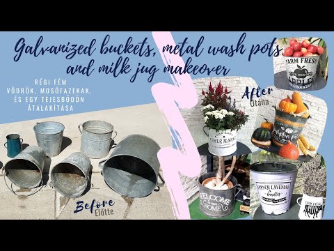 Repurposed Home Decor – Galvanized Buckets, Metal Wash Pots and Milk Jug Makeover ~ DIY