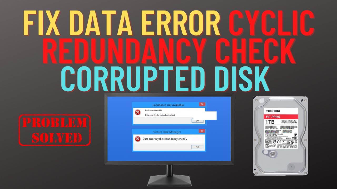 disk management data error cyclic redundancy check