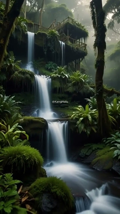 The beauty of a waterfall in a hidden forest #nature #amazon#waterfall