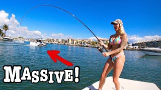 Fishing A Shark Infested Millionaire Cove Where Everyone Swims!!! (Intense Fights!!)