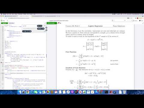 Deriving Matrix Form of Logistic Equation Cost Function and Gradient