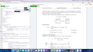 Deriving Matrix Form of Logistic Equation Cost Function and Gradient