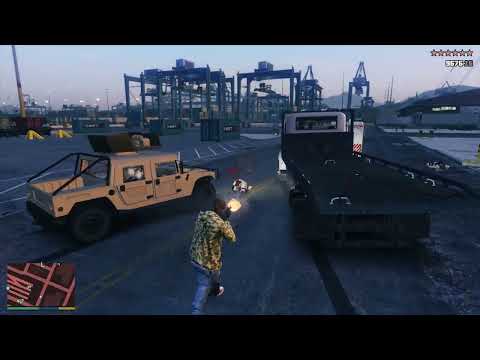 GTA 5 - Franklin's Sniper Hit on Mercenaries at the Port + Ten Star Escape