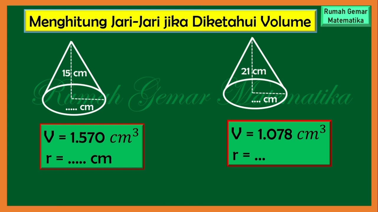 CARA MENCARI JARI-JARI KERUCUT JIKA DIKETAHUI VOLUME