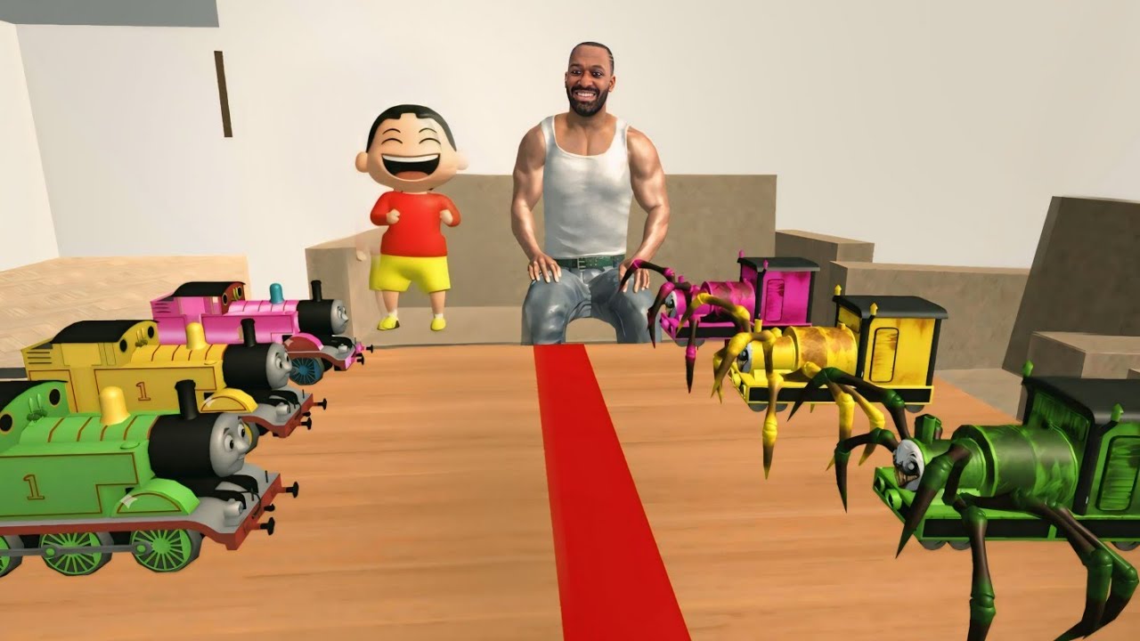 Tiny Colourful Choo Choo Charles Train Vs Tiny Colourful Thomas Train In INDIAN BIKES DRIVING 3D