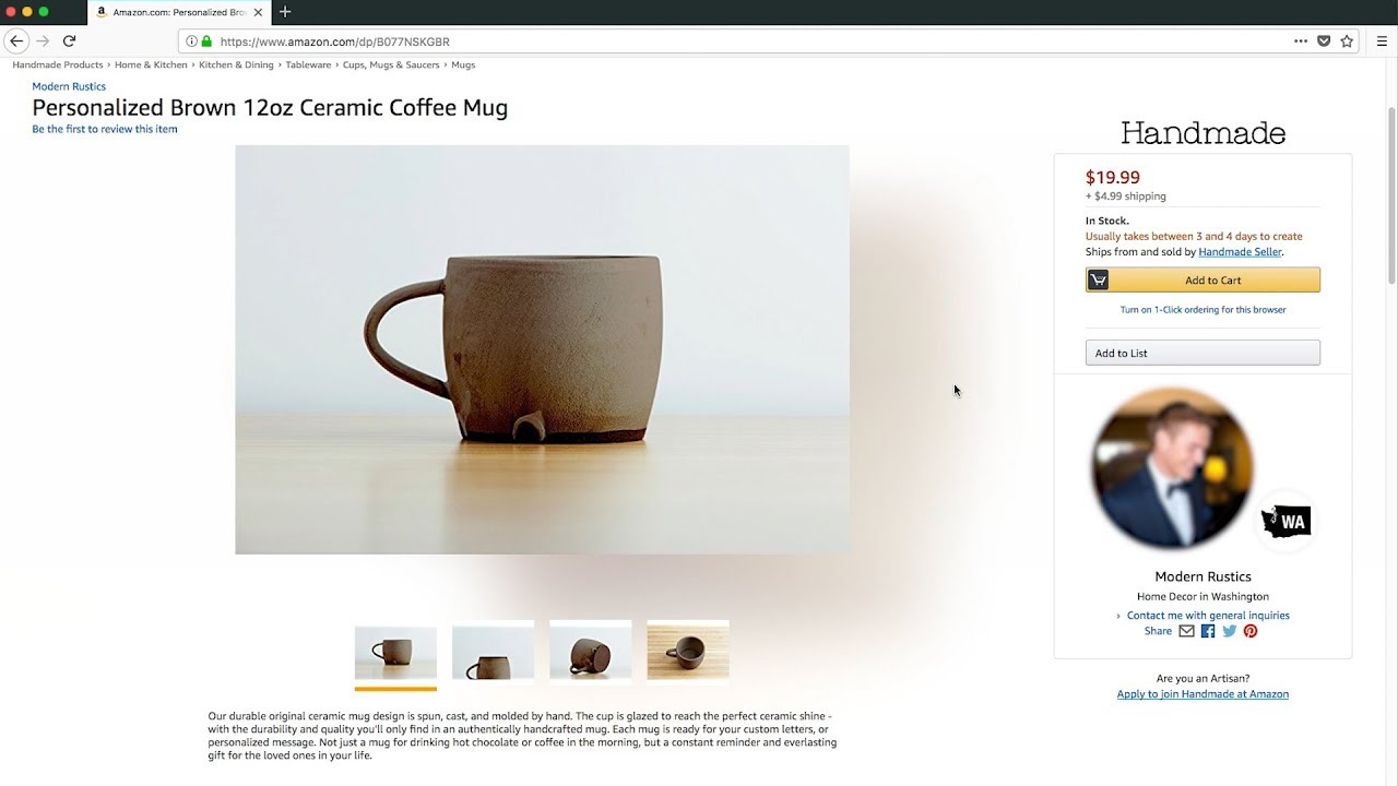 Amazon Handmade Product Detail Page: Product Imagery