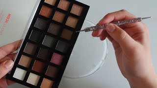 Satisfying mixing a whole eyeshadow palette into clear slime ASMR