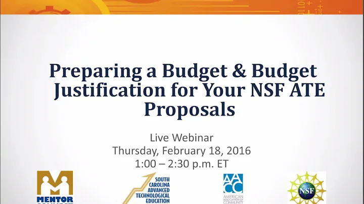 Webinar: Preparing a Budget and Budget Justification
