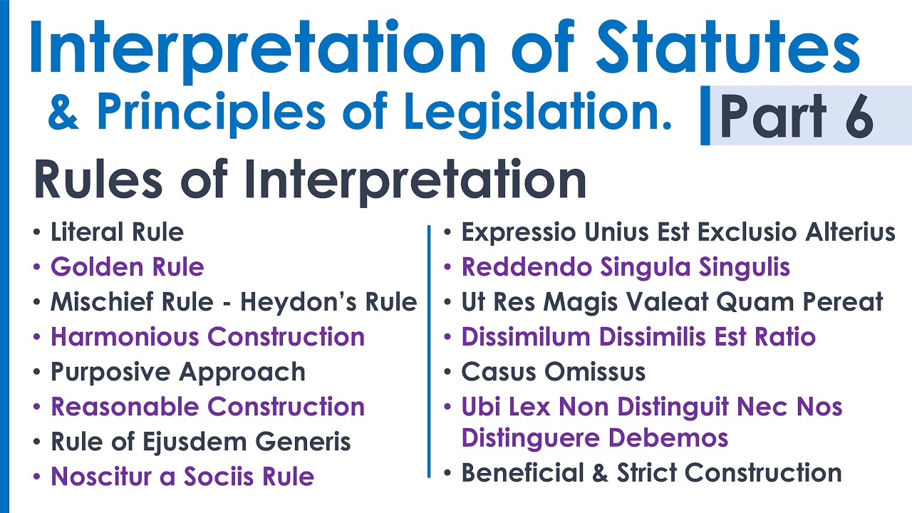 Interpretation of Statutes & Principles of Legislation LLB Syllabus Revision Notes Lecture