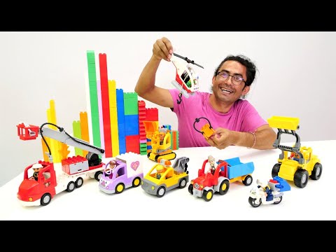 Lego Duplo ve Brio oyuncakları. Araçlarının şoförlerini öğreniyoruz. Okul öncesi eğitici video