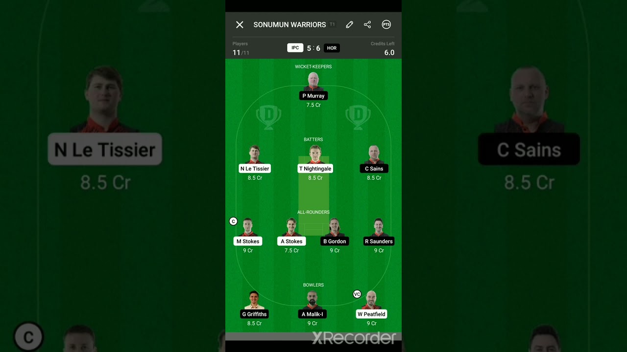 IPC vs hor dream11 team