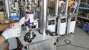 #Protein powder tin can #crimping machine manufacturer, semi automatic metal cans #closing machine