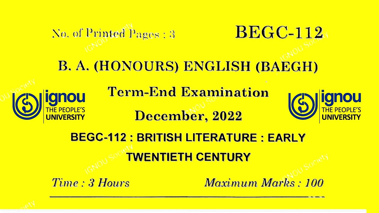 BEGC 112 Previous Year Question Paper | December 2022  BAEGH Question Paper