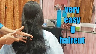 Very easy U hair cut/U haircut/how to U shape haircut Resimi