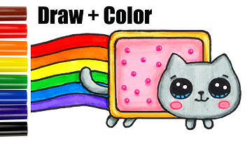 How to Draw + Color Nyan Cat step by step Easy and Cute
