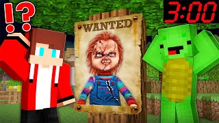 CHUCKY is WANTED by JJ and Mikey At Night in Minecraft Challenge Maizen