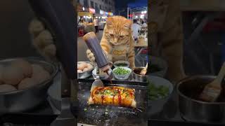 Sokakta yemek yapıp satan kedi #ai #kedi #cat