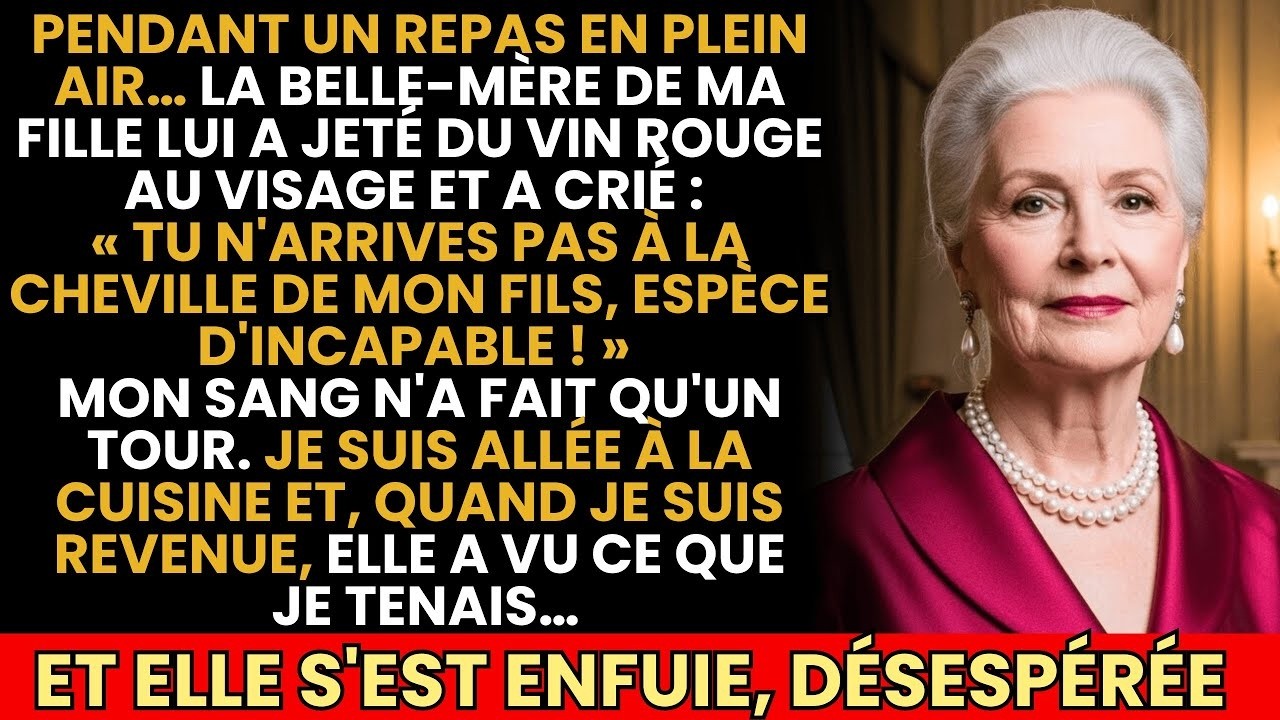 Le vin rouge a coulé sur le visage de ma fille comme du sang, et j'ai compris qu'il y a des humiliations qu'une mère ne peut pas pardonner. Nous étions attablés sous le tilleul, nappe blanche,...