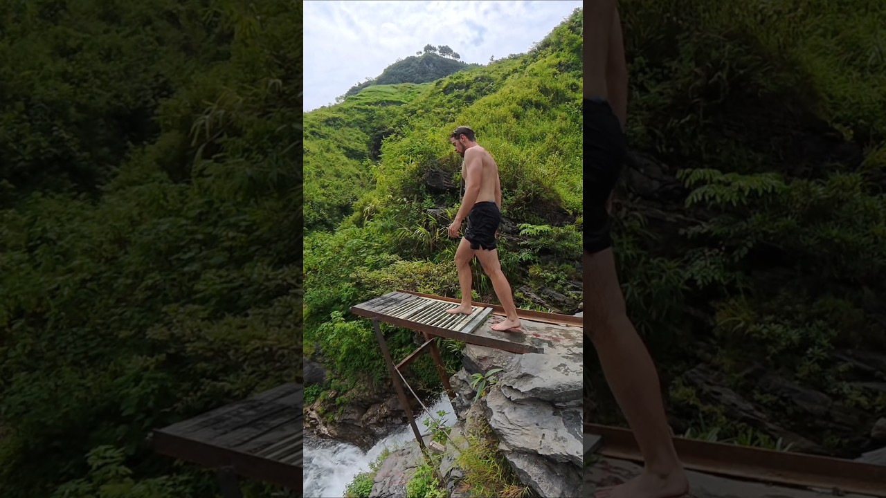 Jump into nature pool 