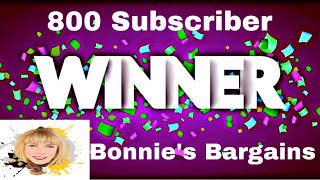 Who is the 800th Subscriber Giveaway Winner?  Is It You?  Good Luck!