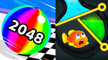 BallRun 2048 Vs Save The Fish Pull 🎱🦈🐟Max All Levels Android iOS Mobile  Gameplay Ep 28