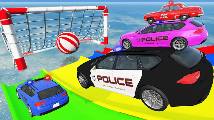 Big and Small Cars vs Slide Colors with Portal Trap – Police Cars Rescue Small Cars – BeamNG.Drive