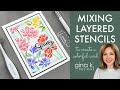 Mixing layered stencils  create a colorful card
